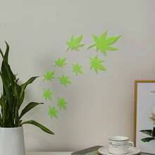 10pcs/Set Glow In The Dark Maple Leaf Pattern Wall Sticker, Green Self Adhesive Wall Art Sticker For Home Decor,Stickers,Wall Decal, Vinyl Decal For Home Decorations,Spring Decoration Items Refresh Your Home,Rama Decoration Stickers,Wall Decor,Stickers,Wall Stickers,Room Decor,Home Decor Back To School School Supplies - 彩色 - 查看 6