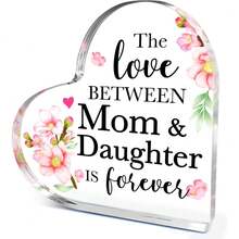 1pc "Dear Mom I Love You" Heart Acrylic Plaque, Meaningful Letter Gift From Daughter & Son, Sentimental Mother's Day Keepsake - Multicolor - View 44