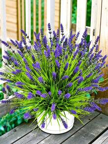 6pcs Artificial Lavender Flowers, Outdoor Artificial Baobab Tree Fake Plants, UV-Resistant Potted Decorative Plants, Faux Greenery Shrubs, Suitable For Window, Garden, Balcony, Hanging Planter, Outdoor Wedding - Multicolor - View 1
