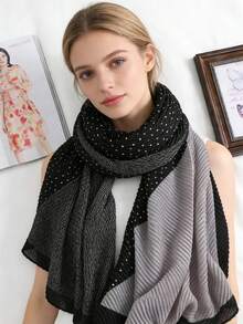 1pc Crinkled Patchwork Leopard Polka Dot Geometric Print Scarf