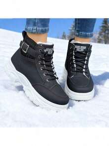 Women's Snow Boots - Waterproof, Anti-Slip Ankle Booties With Warm Fluffy Lining, Easy Slip-On Design For Winter Comfort. - Black - View 1