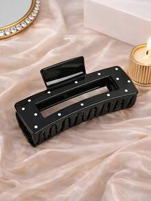 2个/1个 女士 4.13英寸/10.5厘米 黑白方点发爪夹，时尚鲨鱼齿发夹，优雅简约纯色发爪夹，适合日常、休闲、派对、海滩、度假、发型设计、洗发、化妆、服装配饰，秋冬春夏皆宜 - 彩色 - 查看 3