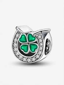 1个镀银绿色三叶草无限符号链吊坠，适合女性手链DIY饰品 - 銀色 - 查看 15