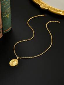 Unisex Gold Stainless Steel Jesus Necklace, Christian Amulet And Faith Jewelry, Suitable For Catholic Mass, Religious Occasions And Daily Wear, 60cm Length Gold-Plated Men's Religious Necklace - Gold - View 6