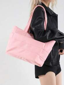 Women's Lightweight Fluffy Handbag, Suitable For Travel, Work, Beach, Gym, Shopping, Tote Bags For Women, College Essentials, Perfectly Matching With Fall Outfits Women - Hồng - Xem 2
