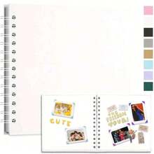 1 cuốn album ảnh DIY 40 trang trống, kích thước 7x7 inch, kèm sticker, bìa cứng giấy Kraft, thích hợp cho đám cưới, tiệc sinh nhật, v.v., màu đen, hồng, vàng Kraft, trắng, quà tặng sinh nhật cho bé trai và bé gái. - 7 inch - Xem 5