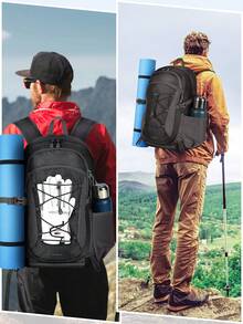 NEWHEY 40升防水徒步背包 露营背包 轻便可折叠背包 男士户外旅行日用背包 - 黑色 - 查看 8