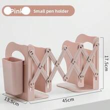 1pc Expandable Bookshelf: Creative Plastic Bookends, Binder Clips, Bookshelf, Pen Holder, Space Saver & Organizer For Students - Multicolor - View 16