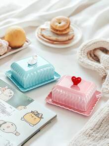 1pc Creative Minimalist Style Bread Butter Dish With Lid - Multicolor - View 1