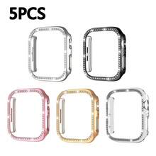 5pcs Rhinestone Shock-Proof PC Hollow Watch Case, Compatible With Apple Watch Ultra/SE/11/10/9/8/7/6/5/4/3/2/1 Series, Fits 38/40/41/42/44/45/46/49mm, Smart Watch Accessories - 5 Colors - View 3