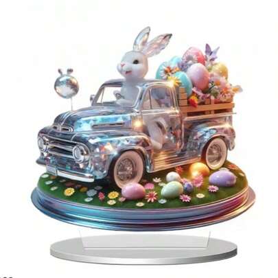 Trending Easter/Valentine's Day Colorful Rabbit 2D Acrylic Decor Ornament, Living Room/Entryway/Tabletop Decoration