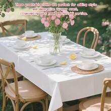 1/5/10pcs Disposable Party Tablecloth, PEVA Material, Pure White Tablecloth For Birthday, Dessert, Family Gathering, Party Decoration, Christmas, Halloween - White - View 5
