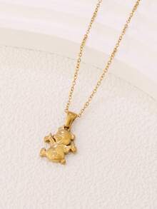 1pc Stainless Steel Bear Necklace For Women Fashion Ins Cute 18K Gold Plated Bear Pendant Chain Necklaces Jewelry - Necklace - View 8