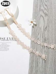 6件/4件/2件蝴蝶兰蕾丝花朵内衣肩带女士无缝性感防滑肩带文胸弹性带配件可露出，百搭美观的后背宽幅设计。 - 彩色 - 查看 16