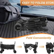 Carrito Plegable Portátil y Carriola para Exteriores hasta 70 Kg, Ruedas 360° Todo Terreno con Freno, Incluye Toldo y Cesta de Tela, para Niños y Mascotas, Carretilla Wagon Vagón con Funda - Negro - Ver 6