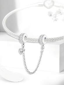 1pc Fashion Butterfly Safety Chain Pendant, Suitable For Women Bracelet DIY Jewelry - Silver - View 6