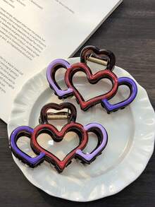 1pc Minimalist Hollow Heart Shaped Large Hair Claw Clip, Women Casual Sweet Style Hair Accessory Women Hair Accessories Fashion Hair Clips - Multicolor - View 3