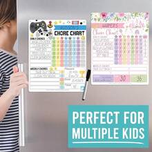 Magnetic Chore Chart For - Good Behavior Chart For At Home Dry Erase Daily Weekly Responsibility List Video Game Chore Board - GamingKids8x10 - View 4