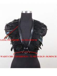 Gothic Faux Feather Cape Shawl Shoulder Wrap Capelet Shrug Cosplay Costume For Women Perfect For Halloween, Masquerade Parties & Themed Events - Black - View 6