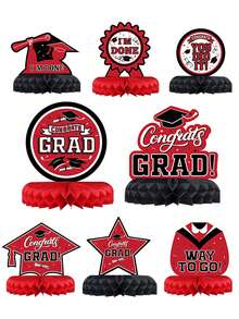 8pcs/Set Graduation Honeycomb Ornaments For Graduation Decor Table Centerpiece , 2026 Graduation Honeycomb Decorations Paper Ornaments, Room Decor, Home Decor, Celebration Graduation Party Room Table Background Decoration, Graduation Season Party Favor Gifts, Graduation Photo Props, Congrats Graduation Party Supplies, Easter Valentine's Day - Graduation Season - View 6