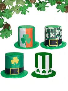 1pc Green Four-Leaf Clover Hat, Magic Hat, Cute Gothic Style, 2000s Style, Suitable For St. Patrick's Day Gift, Birthday Gift, Carnival Party Supplies, Valentine's Day, Mother's Day, Easter - Green - View 4