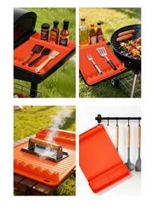 HIGH TEMPERATURE RESISTANT BABY-MOM GRADE SILICONE GRILL PROTECTOR MAT, THICKENED SLIP-RESISTANT HEAT-RESISTANT HANGABLE OIL-DRAINING BAKING SHEET LINER, INS-STYLE HIGH-AESTHETIC STRONG SUPPORT BLACKSTONE GRILL SPECIALIZED TOOL MAT, UNIVERSAL FOR BACKYARD PARTIES, CAMPING BARBECUES, FRIENDS' GATHERINGS, HOME BAKING, KITCHEN PREP & DAILY COOKING - Multicolor - View 3