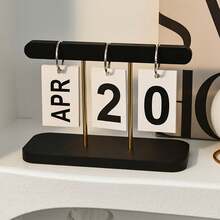 Nordic Minimalist Creative Flip Calendar, Desk Calendar Ornament, Home Living Room Dining Table Coffee Table Office Desk Decoration, Valentine's Day Gift. - màu đen - Xem 3