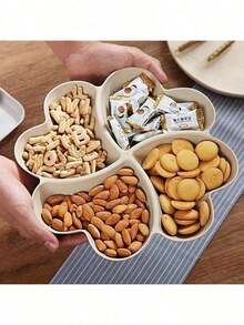 1pc Unbreakable Heart-Shaped 4-Compartment Plate, Suitable For Appetizers, Nuts, Candies, Dried Fruits, Salads, Snacks - Multicolor - View 4