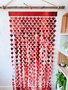 1pcs Heart Shaped Foil Fringe Curtain, Red Heart Foil Fringe Backdrop For Valentine's Day Party Decoration, Foil Fringe Curtain Photo Backdrop, Heart Shaped Tinsel Curtain, Party Decoration Background, Suitable For Singles Party, Bridal Shower, Wedding, Engagement, Valentine's Day Party, New Year, Birthday, Christmas Decoration, Graduation Ceremony, Retirement Party, Wedding Decor - 彩色 - 查看 4