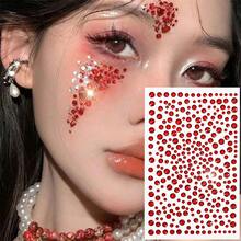 1pc Red Face Gems Jewels Rhinestone Stickers Self Adhesive Gems Stickers DIY Bling Jewel Crystal Sticker For Hair Face Eyes Body - Multicolor - View 2