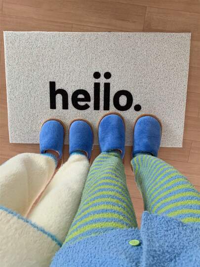 XIXITIAO 1双可爱撞色情侣拖鞋，保暖柔软鞋底舒适家居拖鞋，时尚室内多巴胺产后毛绒拖鞋