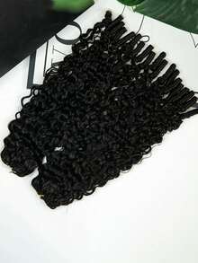 5Packs/250g 3rd-Generation Burmese Curly With Coily End Crochet Feather Human Extension Crochet Hair Real Human Hair Micro Pre Looped Boho Burmese Spiral Curly Crochet Human Hair Extension Feather Line Seamless Invisible For Thin Hair Woman Daily Use - Natural Black - View 2
