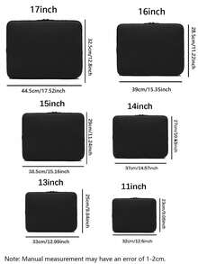 1pc Solid Color Casual Laptop Sleeve Bag For 11.6/12.5/13.3/14/15.4/15.6 Inch Notebooks - Black - View 5