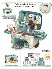 3-6 Years Old Kids Realistic Toy Hand-Held Basket, Made Of PP Material, Promotes Parent-Child Interaction, Includes Realistic Cooking & Grilling Play Set, Repair Tool Toy Set, And Pet Dog Care Toy Set - Multicolor - View 5