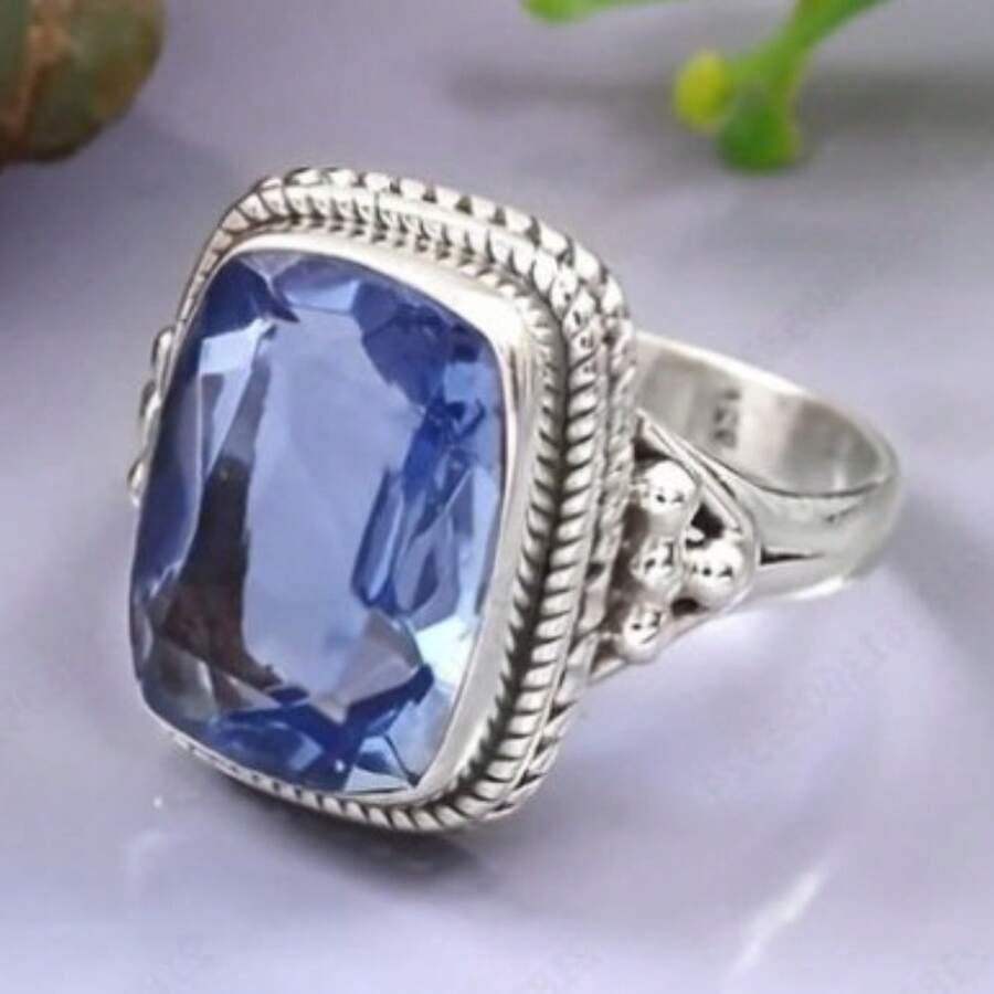 1 chiếc nhẫn nữ cổ điển quyến rũ màu xanh đá Cubic Zirconia, nhẫn bạc đính đá sinh nhật, nhẫn cưới, nhẫn đính hôn, nhẫn hứa hẹn, quà tặng sinh nhật, ngày Valentine. - Xanh đậm - Xem 1