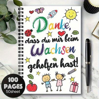 1 pieza Cuaderno de apreciación del idioma español tamaño A5 con 50 hojas/100 páginas para maestros - 1 pieza Diario bilingüe con mensajes inspiradores, encuadernado en espiral, adecuado para maestros, estudiantes y uso de oficina - Ideal para el Día del Maestro, ceremonia de graduación