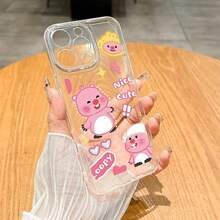 ピンクのクマデザインのTPUスマホケース、透明なエンジェルアイパターンとかわいいテキスト払いき。  17、16、15、14、13、12、11 Plus、Pro、Max、Airに最适。 2 in 1の耐衝撃性、隆起するカメラ保護する、すじの感じ、ファッションシンプル、完璧なクリスマスギフト。 友人、恋人、または自分自身を分けるに。 - クリア - チェックする 10