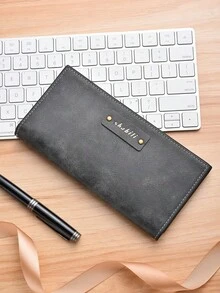 男士钱包，竖款，大容量，柔软皮革，送给爸爸、男朋友、搭配西装、新年、情人节的礼物 - 彩色 - 查看 7