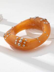 1件装厚树脂手镯，女士多层厚手镯套装，棕色亚克力手镯，日常基本款饰品 - 彩色 - 查看 49