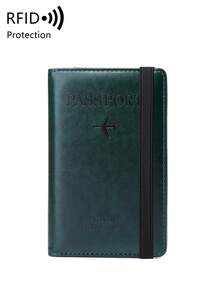 Simple Fashion Oil-Waxed Leather Letter Pattern RFID Blocking Passport Holder Multifunction Portable Travel Wallet Passport Clip Ticket Clip Bank Card Bag Zippered Pocket For Men And Women For Travel Flight Go Abroad For Business, Vacation Accessories For Holiday Season - Multicolor - View 13