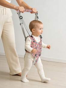 1pc New Baby Walking Assistant Harness, 4-Season Printed Basket-Style Infant Walking Trainer, Multifunctional Baby Walker Vest, Handheld Child Walking Safety Belt, Toddler Walking Training Tool - Pink Floral Owl - View 3