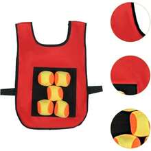 1pc Family Fun Sticky Ball Game Set, 1 Vest, 5 Small Balls, 5 Tails, Suitable For Ball Games, Interactive Throwing Sticky Target Dodgeball, Garden Outdoor Toys, Durable Material, Suitable For Outdoor Group Games (Ball And Tail Colors Random) - Multicolor - View 5
