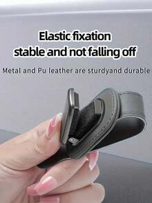 时尚汽车遮阳板太阳镜架，耐用PU皮革金属夹，通用型，适用于所有车型 - 眼鏡夾 - 查看 3