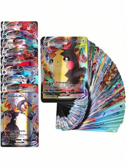 300pcs Anime Mini Game Cards, Including V Series VMAX Cards, Rare GX Cards, Anime Game Cards, Support Cards, Holo Cards, Suitable For Holiday Gifts, Party Supplies, Birthday Parties, Card Collection, Random Styles