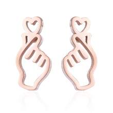 1 par snygga hjärtformade örhängen i rostfritt stål med gester, lämpliga för tillfälliga tillfällen som vardagsaktiviteter och sammankomster med bästa vänner - GED137 - Visa 4