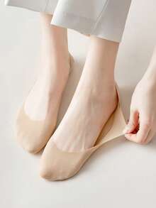 5双装女士夏季薄款竖条纹吸湿排汗隐形休闲剪裁防滑透气浅口纯色船袜 - 彩色 - 查看 4
