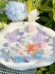 17pcs Detachable Multicolor Wave Pattern Butterfly, Starfish, Shell Shoe Decorations, Perfect For Back To School, Garden, Beach Shoes, Ideal Holiday Gift - Multicolor - View 2