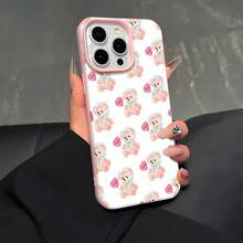 Estuche para teléfono con patrón de oso de peluche y corazón Compatible con fundas para teléfonos ,  17,  17 Pro,  16 Pro Max,  15 Pro Max,  14 y  13 Hecho de material de TPU, duradero, resistente a caídas y elegante Un regalo perfecto para familiares, amigos y seres queridos, y un excelente regalo para cumpleaños, San Valentín y Año Nuevo. - Rosa - Ver 4
