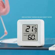 4 قطع ترمومتر رقمي LCD هيجرومتر، جهاز قياس درجة الحرارة والرطوبة الإلكتروني الصغير، محطة طقس منزلية - أبيض - مشاهدة 8