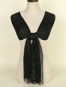 1PC Sparkling Metal Shawl Round Buckle Tassel Scarf, Suitable For Banquet Dresses And Wedding Parties, Lightweight And Breathable